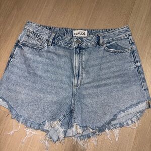 Dynamite Light Blue Frayed Jean Shorts
